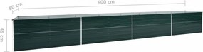 zöld horganyzott acél kerti magaságyás 600 x 80 x 45 cm