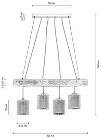 Spot-Light 68859456 - Kábelre függesztett csillár NEGRO 4xE27/25W/230V fenyő