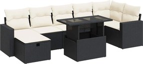 vidaXL 8 részes fekete polyrattan kerti ülőgarnitúra párnákkal