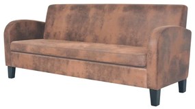 vidaXL háromszemélyes barna művelúr kanapé