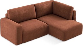 Terrakotta színű zsenília kinyitható-tárolóhelyes sarokkanapé (jobb oldali-L alakú) Kona – Makamii