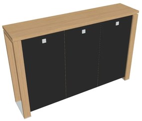 Verno+ közepes szekrény 200 x 46 x 130 cm, üvegajtó, világos tölgy / fekete