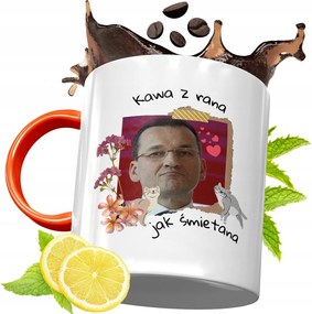 Narancssárga Bögre Mateusz Morawiecki Ajándék fényképes nyomtatással