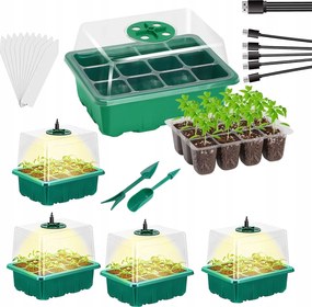 Mini Üvegház Vetőmag Vető Propagátor Led Világítással 5DB