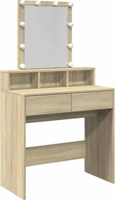 vidaXL sonoma tölgy színű fésülködőasztal LED-del 80 x 41 x 144,5 cm