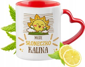 Piros bögre szív alakú füllel Kalina Ajándék