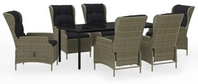 vidaXL 7 részes barna kerti étkezőgarnitúra