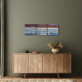 Kép - Flamingók (órával) (90x30 cm)