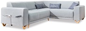 Világosszürke kinyitható-tárolóhelyes sarokkanapé (jobb oldali-L alakú) Classy Sophie – Miuform