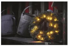 LED karácsonyi koszorú, 40 cm, 2x AA, beltéri, meleg fehér, időzítő