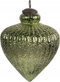 Zöld, háromszög alakú üveg karácsonyi gömb Leonard buborékokkal