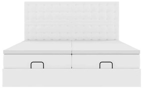 Ottomán ágykeret matracokkal tiszta fehér 180x200cm műbőrrel