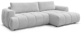 Világosszürke kinyitható-tárolóhelyes sarokkanapé (jobb oldali-heverő résszel) Fuji – Bobochic Paris