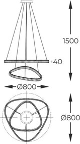 Zuma Line ATHESA MD3169-2-3GT Plafonlámpa 1x38W/LED 2700K-6000K 4400lm IP20