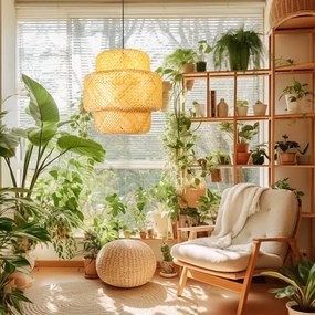 Immax 08268L - Csillár zsinóron HILO 1xE27/40W/230V átm. 47 cm bambusz