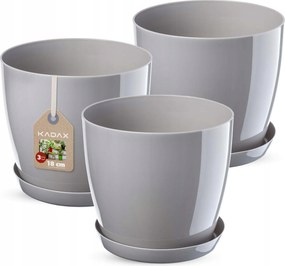 Virágtartó Fedő 18 cm Virágágyás Állvánnyal Szürke Műanyag 3 db