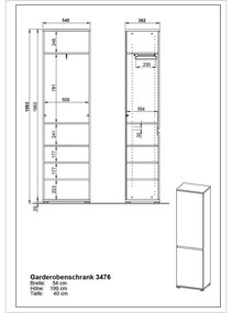 Ruhásszekrény bükkfa dekorral 54x200 cm Lissabon - Germania