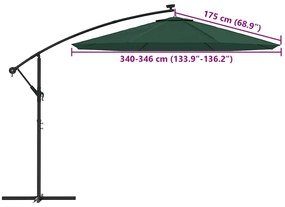 zöld konzolos napernyőponyva 350 cm