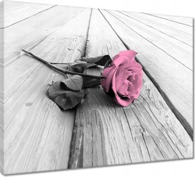 Vászonkép 50x40 Rózsa világos deszkákon