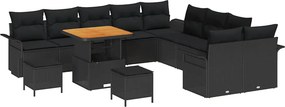 vidaXL Kerti Kanapé Szett párnával tárolóval párnával 13 pcs Fekete
