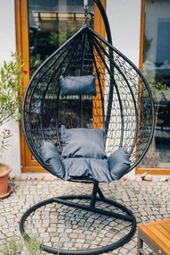 Szürke függőszék KOKON állvánnyal, szürke párna