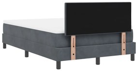 Boxspring ágy matraccal és LED lámpával, sötétszürke, 120x200 cm, bársonyos