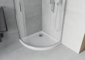 Mexen Rio zuhanykabin félkör alakú 80 x 80 cm, zúzmara, króm + Flat zuhanytálca, fehér - 863-080-080-01-30-4110