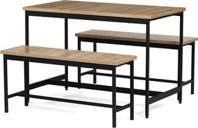 Étkezőgarnitúra 2 paddal, 110x60x75 cm méretben, MDF kivitelben, tölgy színben OAK