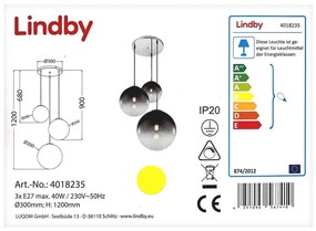 Lindby Lindby - Csillár zsinóron ROBYN 3xE27/40W/230V LW1090