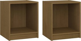 vidaXL 2 db mézbarna tömör fenyőfa éjjeliszekrény 35,5x33,5x41,5 cm
