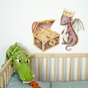 Gario Falmatrica gyerekeknek The world of dragons - sárkány koronával és kinccsel Méret: 80 x 70 cm