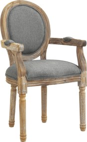 HOMCOM Louis XVI Stílusú Patinázott Rózsafás Szürke Vászon Étkezőszék | Aosom