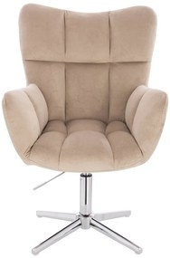HR650CROSS Latte modern velúr szék krómozott lábbal