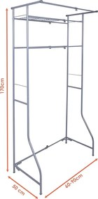 Fém fürdőszobai polc mosógép fölé FIXANO 170x60-90 cm, szürke