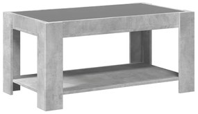 betonszürke szerelt fa dohányzóasztal LED-del 93 x 53 x 45 cm