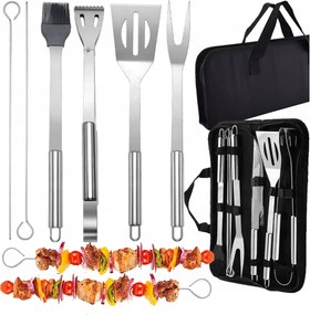 Grill Tartozékok 10in1 Szerszámok Rozsdamentes acél szett Fogó tok