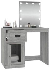 szürke sonoma szerelt fa pipereasztal LED-del 90x50x132,5 cm