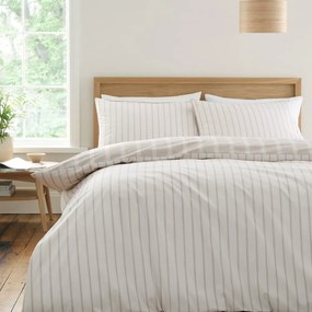 Bézs kétszemélyes pamut ágyneműhuzat 200x200 cm Ashford Stripe – Bianca