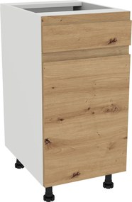 Fiókos szekrény Slim 40 Frezo Fehér front Fogantyú nélküli tölgy Artisan