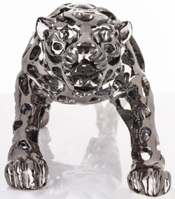 Figura Leopard Műanyag Ezüst 22x87x18cm