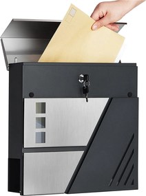 Rozsdamentes postaláda újságtartóval, 37x37x10,5 cm, antracitszürke