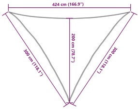 homokszínű 100% poliészter oxford szövet napvitorla 3x3x4,24 m