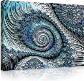 Vászonkép 80x60 Spirál Fraktál Absztrakt Kék Fehér Hullámok Matematika