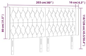 tópszínű szövet LED-es fejtámla 203x16x118/128 cm