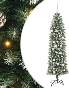 vidaXL Mű Karcsú Karácsonyi Fa 300 LED-del Zöld és Fehér 180 cm