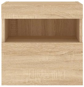 2 db sonoma tölgy színű fali TV-szekrény LED-del 40x30x40 cm