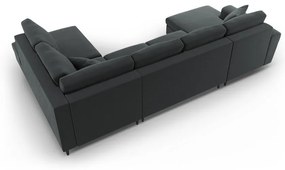 Sötétszürke bársony kinyitható tárolóhelyes sarokkanapé (jobb oldali-U alakú) Kyoto – Cosmopolitan Design