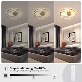 Brilagi- dimmelhető LED mennyezeti lámpa TWISTER LED/48W/230V átm. 50 cm arany +távirányító