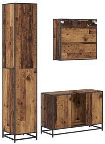 Fürdőszoba bútor szett 3 pcs Régi fa 90 x 33 x 60 cm Faanyag