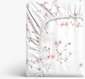 Goldea pamut gumis lepedő - cseresznyevirágok 160 x 200 cm